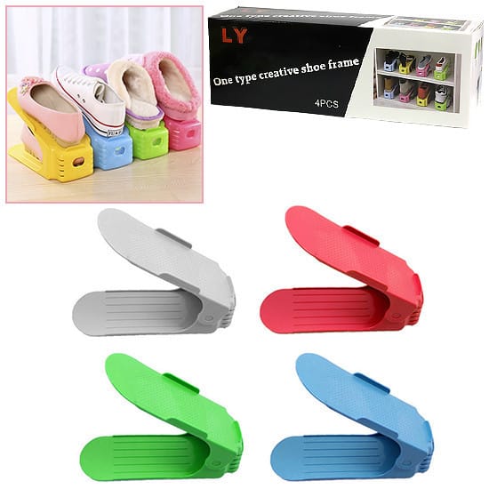 4 в 1 Подвійні підставки для взуття Double Shoe Racks LY-500, органайзери для взуття — Комплект 4 шт. – фото 2