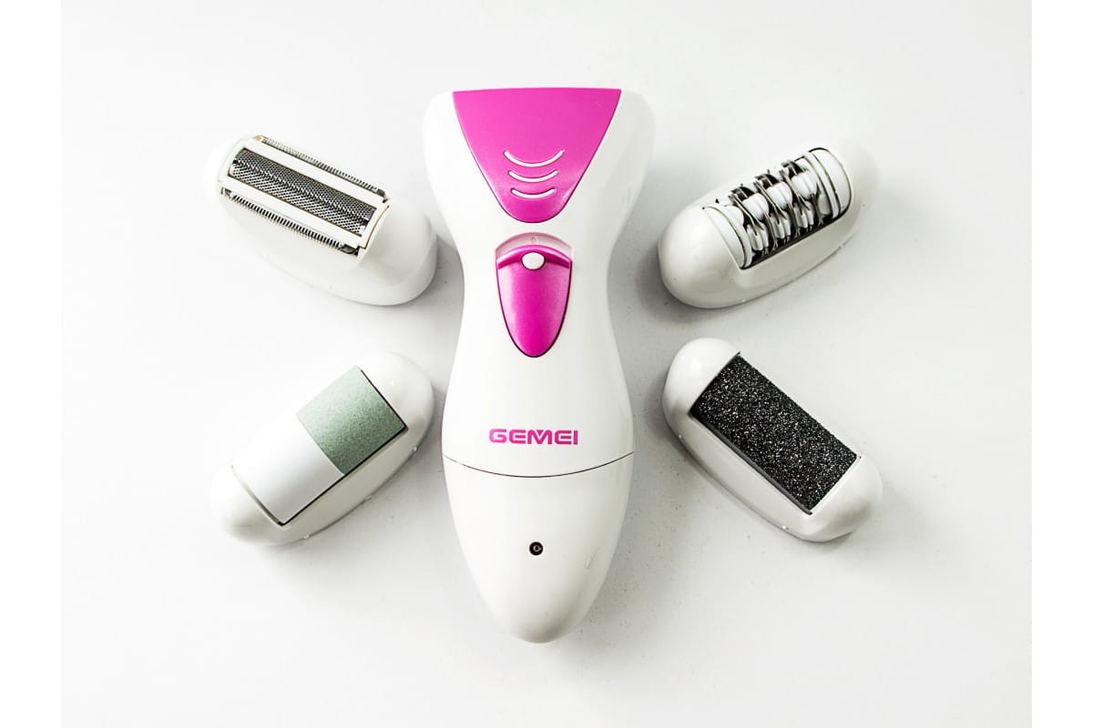 Епілятор Gemei GM 7006 (4 в 1) з акумулятором — бритва з подвійним лезом, 2 насадки епілятора, насадка-пемза – фото 5