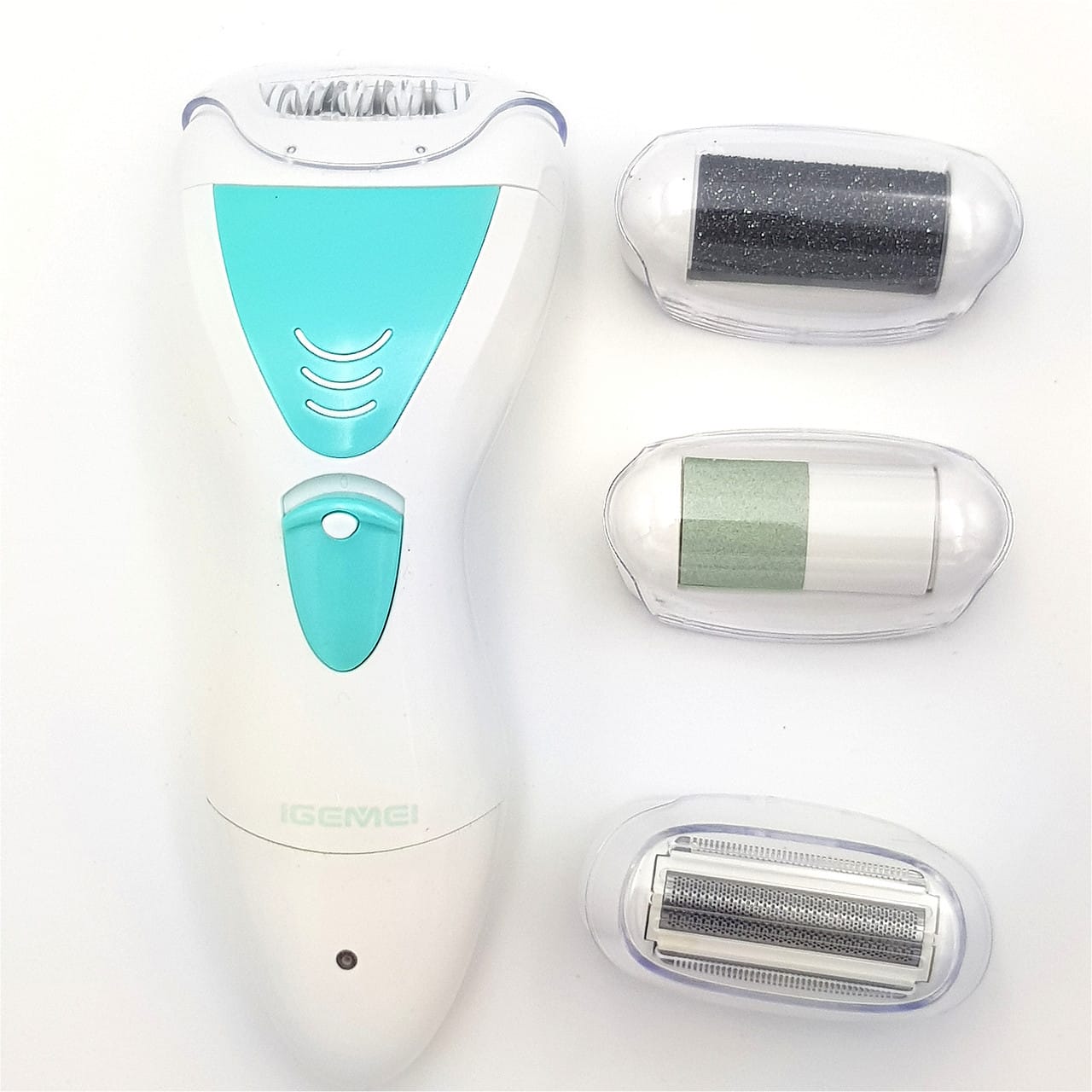 Епілятор Gemei GM 7006 (4 в 1) з акумулятором — бритва з подвійним лезом, 2 насадки епілятора, насадка-пемза – фото 6
