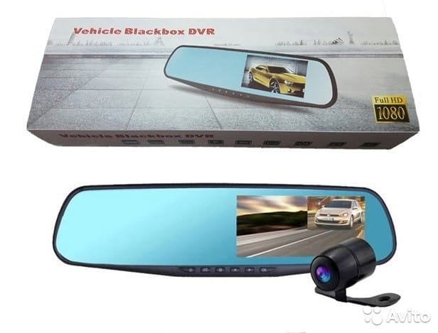 Автомобільне дзеркало відеореєстратор для машини на 2 камери VEHICLE BLACKBOX DVR 1080p камерою заднього огляду. – фото 1