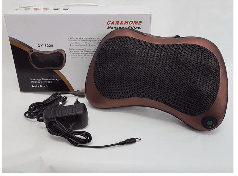 Масажна подушка MASSAGE PILLOW QY-8028 інфрачервоний роликовий масажер для шиї та спини 8 масажних ролика – фото 4