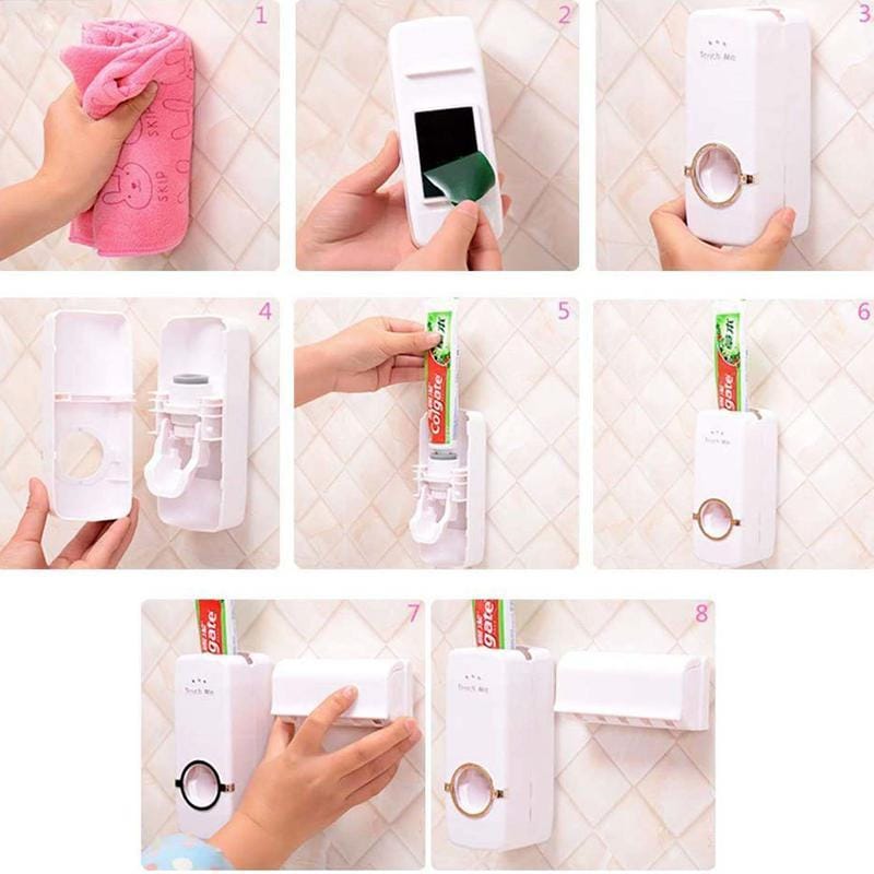 Дозатор автоматичної зубної пасти Toothpaste Dispenser з тримачем зубних щіток Toothbrush holder – фото 9