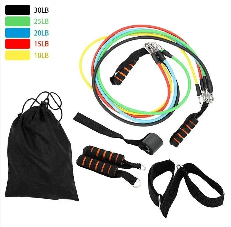 Набір трубчастих еспандерів для фітнесу 5 штук/ Багатофункціональний комплект + Чохол – фото 3