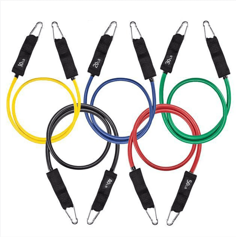 Набір трубчастих еспандерів для фітнесу 5 штук/ Багатофункціональний комплект + Чохол – фото 6