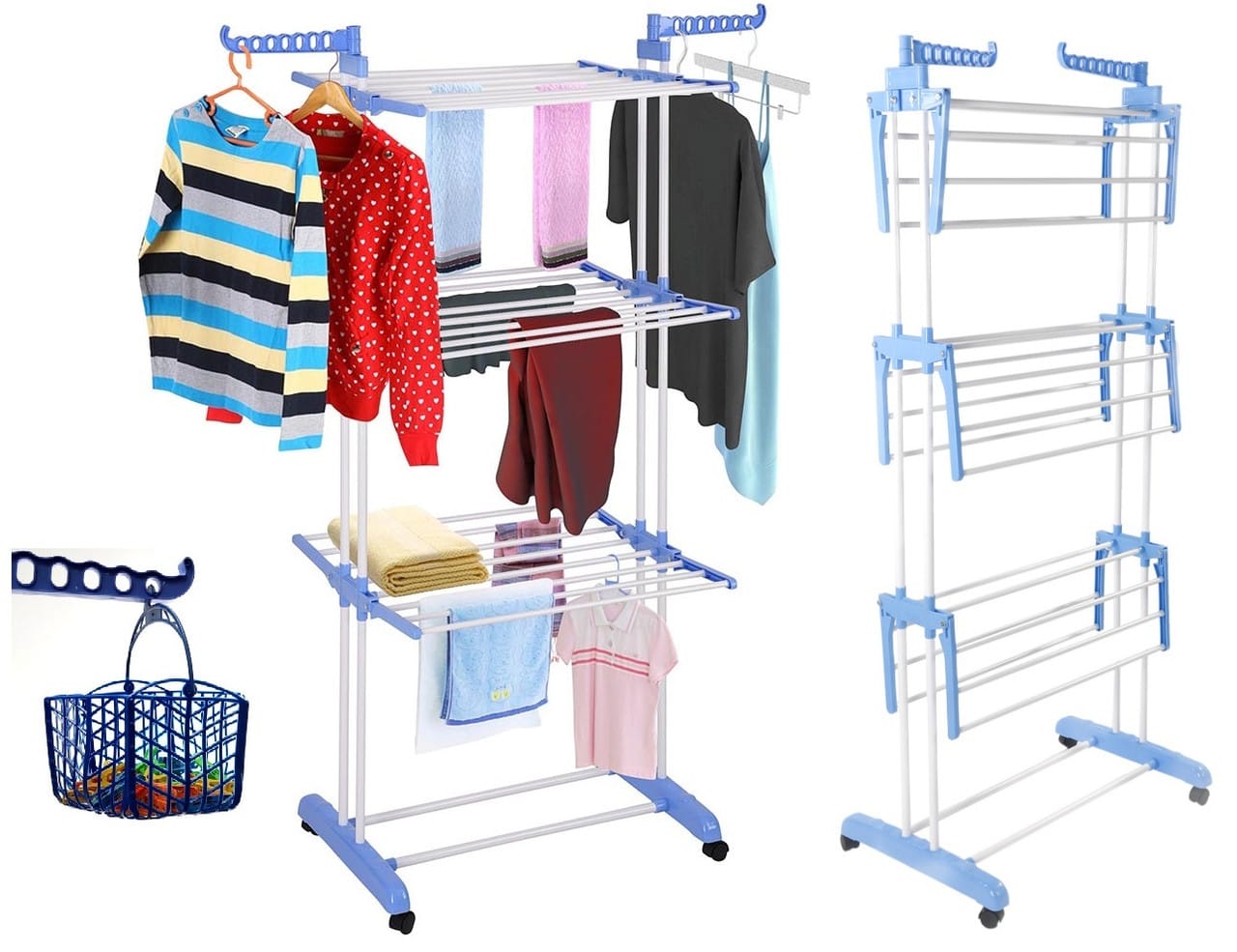 Багатоярусна сушарка для білизни, речей, одягу Garment rack with wheels складана – фото 2