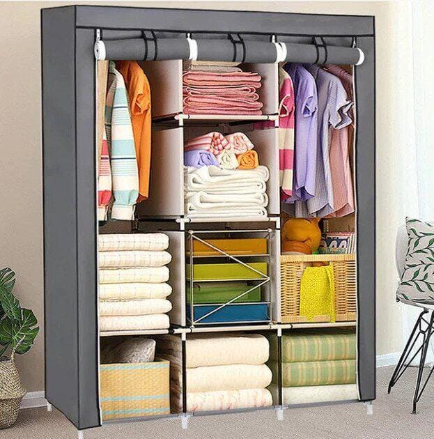 Складана каркасна тканинна шафа Storage Wardrobe 88130, шафа на три секції 130*45*175 – фото 2
