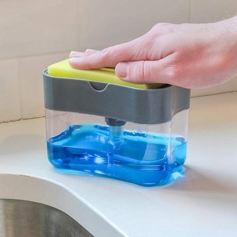 Органайзер для мочалок з мильницею та дозатором натискна Soap Pump Sponge Caddy – фото 4