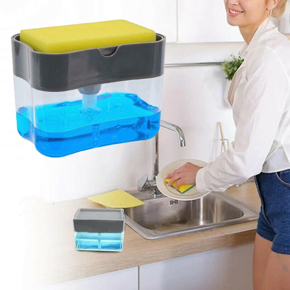 Органайзер для мочалок з мильницею та дозатором натискна Soap Pump Sponge Caddy – фото 5