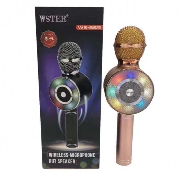 Караоке-мікрофон Wster WS-669 бездротовий мікрофон із вбудованим динаміком (USB, microSD, AUX, Bluetooth) – фото 2