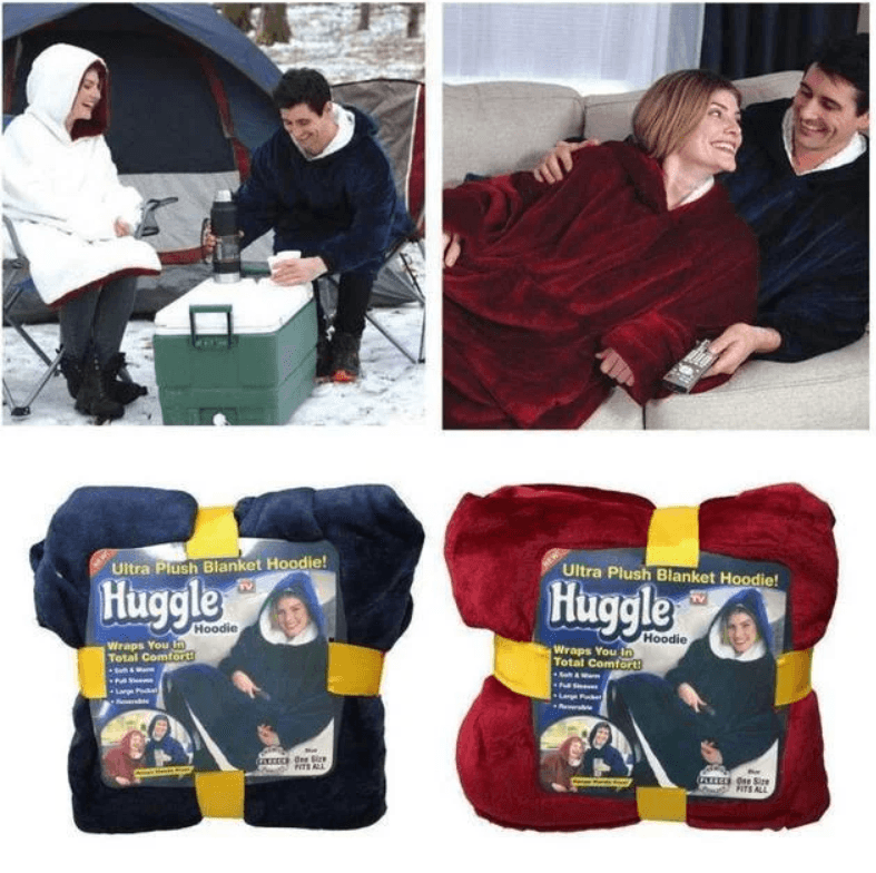 Толстовка — плед із капюшоном HUGGLE HOODIE BLANKET, плед із рукавами Бордовий – фото 1