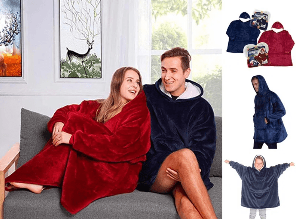 Толстовка — плед із капюшоном HUGGLE HOODIE BLANKET, плед із рукавами Бордовий – фото 2