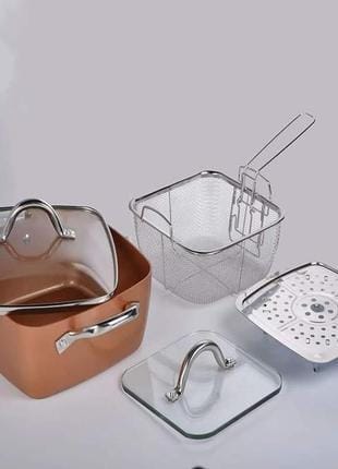 Сковорідка-фритюрниця квадратна з кришкою TOP KITCHEN BN-8001 – фото 3