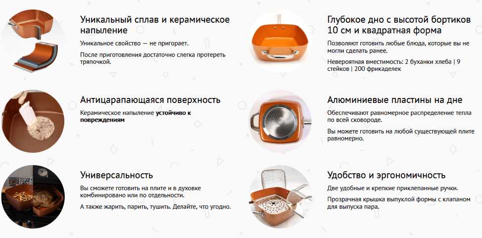 Сковорідка-фритюрниця квадратна з кришкою TOP KITCHEN BN-8001 – фото 4
