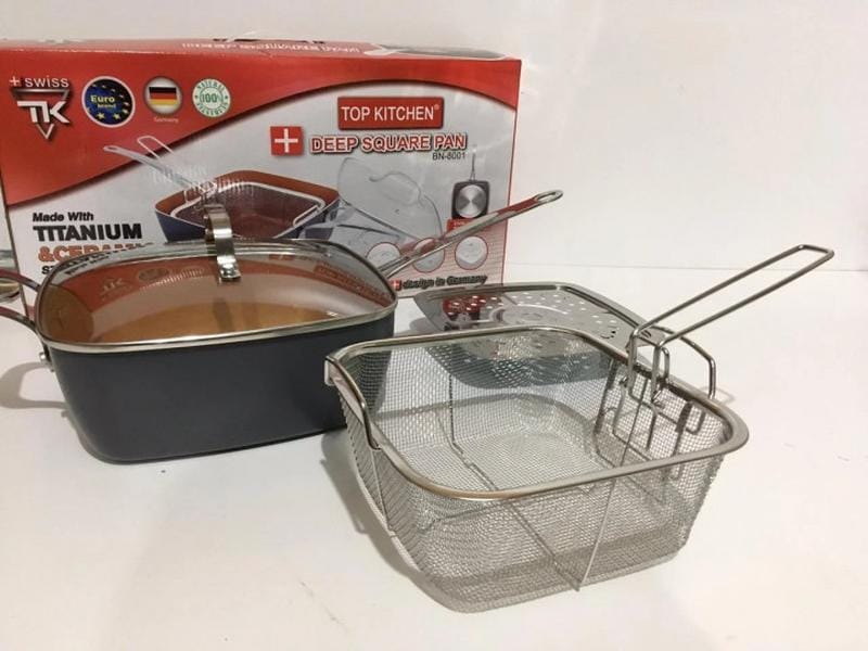 Сковорідка-фритюрниця квадратна з кришкою TOP KITCHEN BN-8001 – фото 6