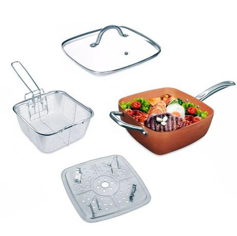 Сковорідка-фритюрниця квадратна з кришкою TOP KITCHEN BN-8001 – фото 8