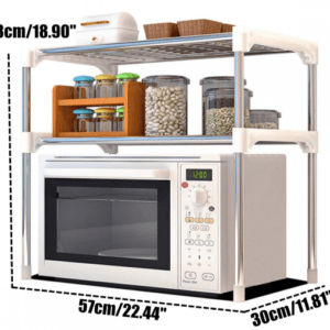 Настільний кухонний стелаж під мікрохвильовку з полицями для посуду спецій, Етажерка для мікрохвильовки 2 яруси