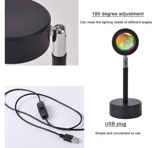 Проєкційний світильник Sunset Lamp з ефектом заходу сонця, світанку fm-23 – фото 1