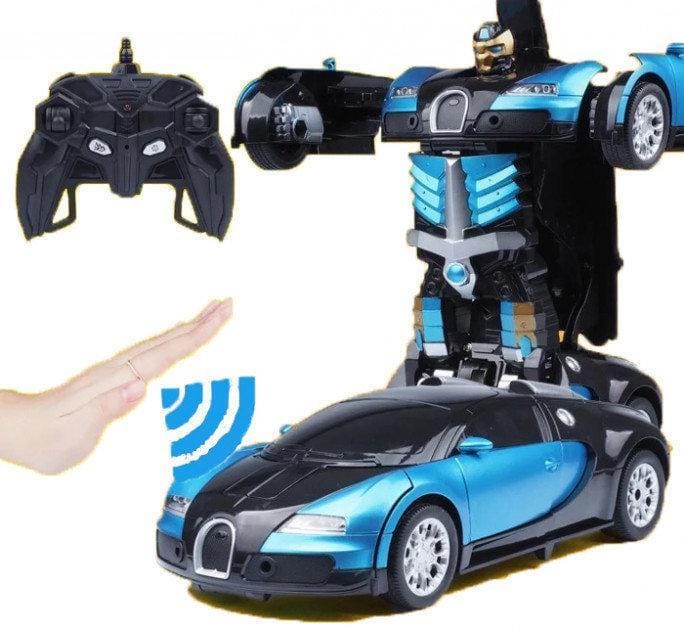 Машинка радіокерована трансформер Robot Car Bugatti Size12 СИНЯ ⁇ Робот-трансформер на радіокеруванні 1:12 – фото 1