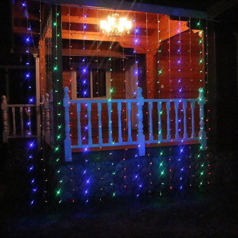 Гірлянда Водоспад штора прозорий дріт 2х2м 320LED Мультиколор (синьо-зелено-червоний) – фото 1