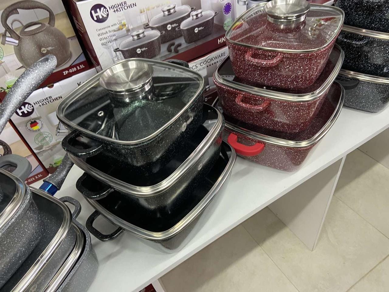 Набір каструль Higher Kitchen HK-302 КРАСНІ з гранітним антипригарним покриттям – фото 2
