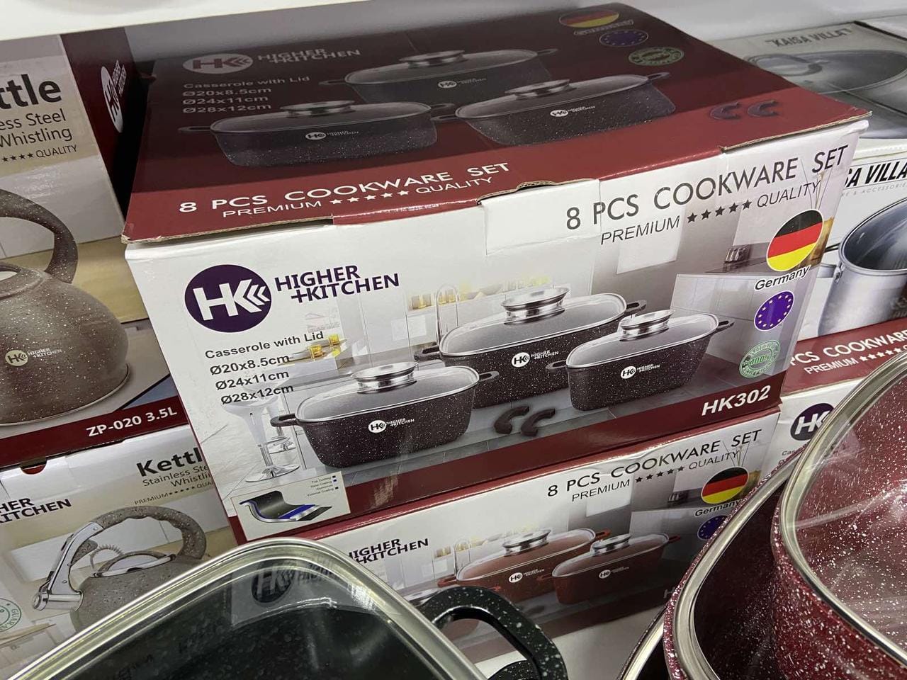 Набір каструль Higher Kitchen HK-302 КРАСНІ з гранітним антипригарним покриттям – фото 3