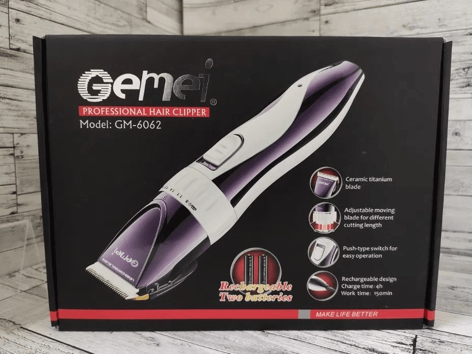 Машинка для стриження GEMEI GM-6062 акумуляторна з керамічними ножами, Тример для стриження волосся GB – фото 6