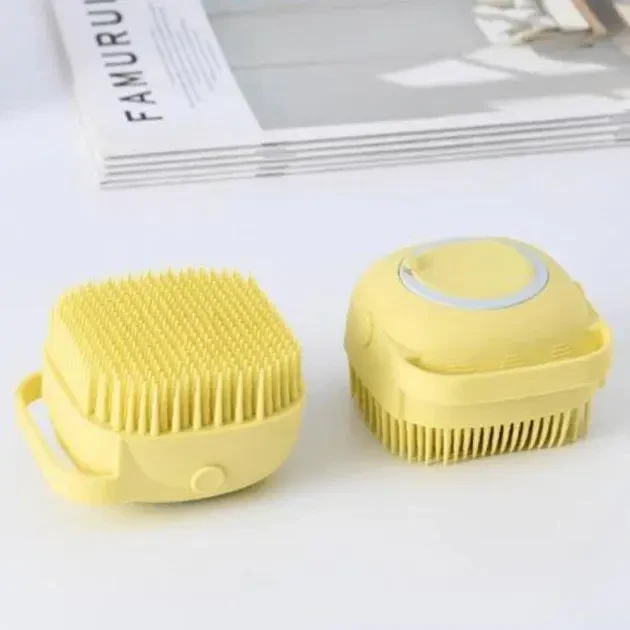 Силіконова масажна щітка мочалка YELLOW Silicone Massage Bath ⁇ Мочалка для купання ⁇ Щітка для тварин – фото 3