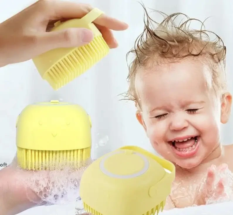 Силіконова масажна щітка мочалка YELLOW Silicone Massage Bath ⁇ Мочалка для купання ⁇ Щітка для тварин – фото 2