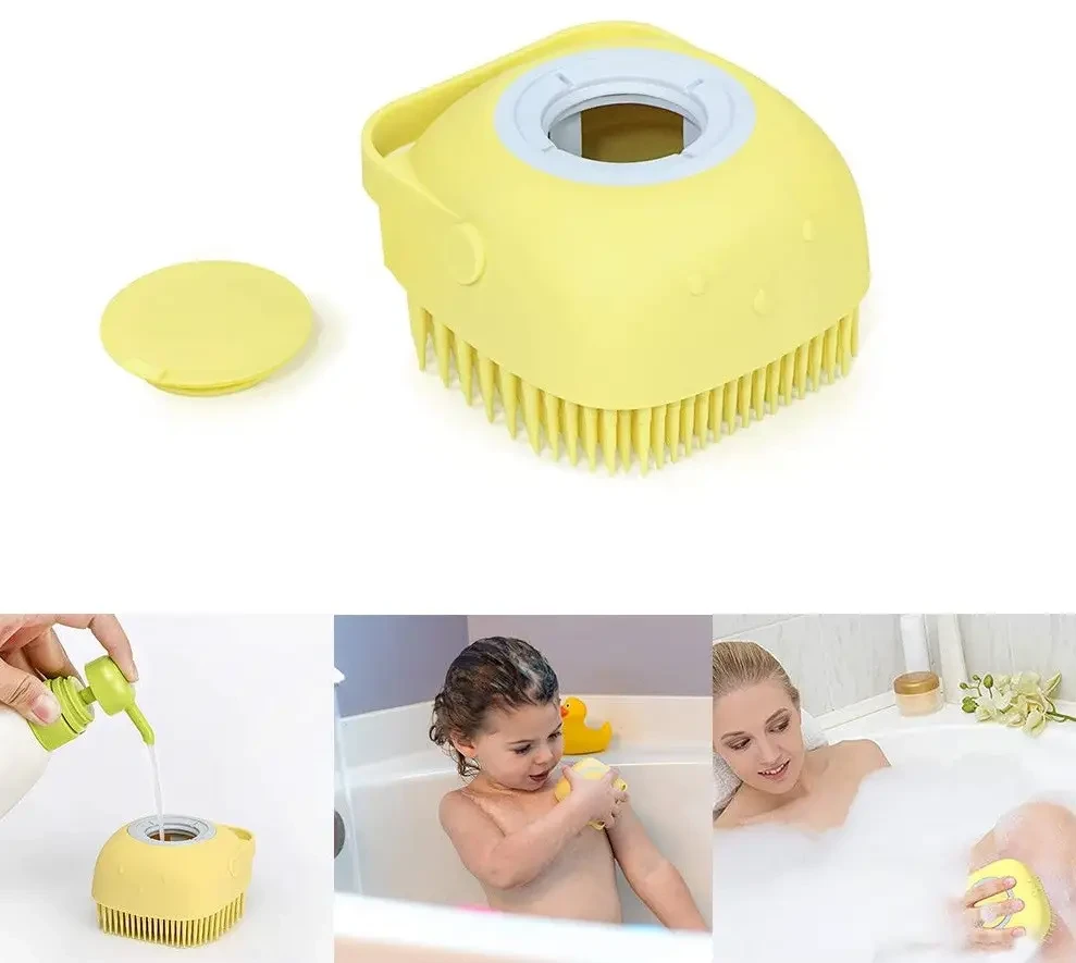 Силіконова масажна щітка мочалка YELLOW Silicone Massage Bath ⁇ Мочалка для купання ⁇ Щітка для тварин – фото 6