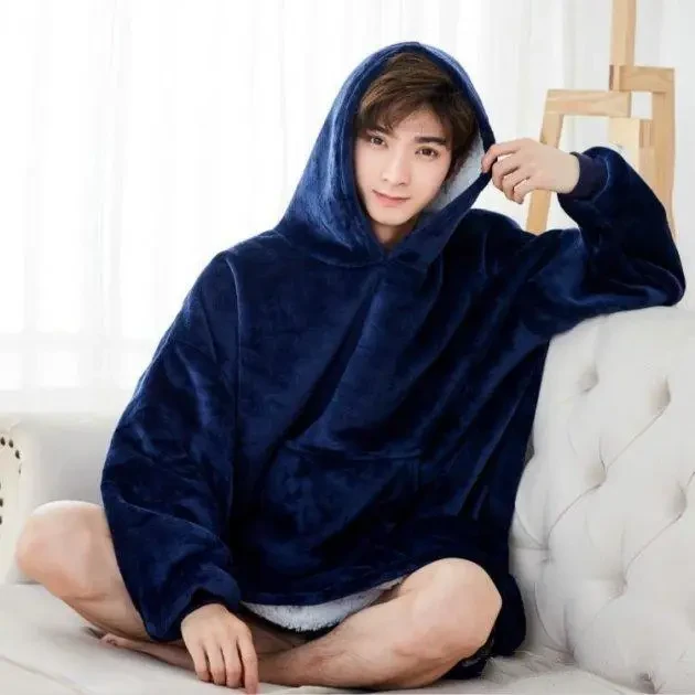 Толстовка плед із капюшоном Huggle Hoodie Синій – фото 3