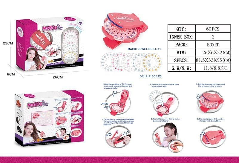 Magic Jewel Drill Diy Інтерактивна зачіска для дівчаток Краса Play Set Toy Braider Kits Make Up Girl – фото 1