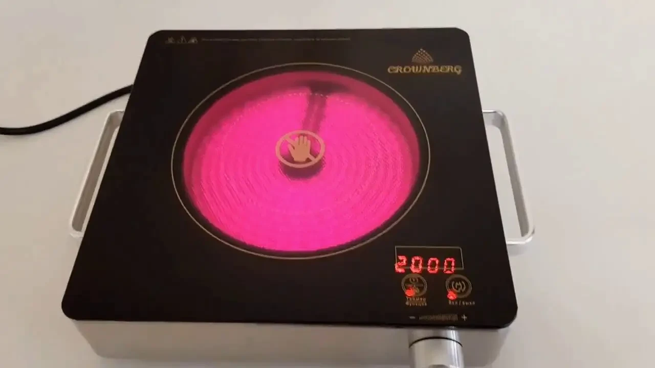 Настільна інфрачервона плита Crownberg CB-1324 (одна конфорка 2000 Вт) кераміка – фото 1