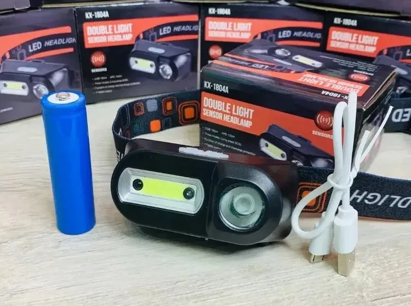 Налобний ліхтар BL 1801A/1804A COB XPE + сенсор 18650 USB charge ⁇ Ліхтарик на голову акумуляторний – фото 5
