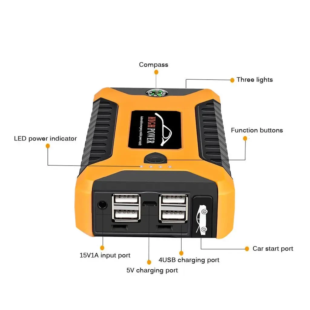 Пускозарядний автомобільний пристрій Jumpstarter 27JX 12В/2А з акумулятором на 99800mAh і ліхтарем ANS К – фото 8