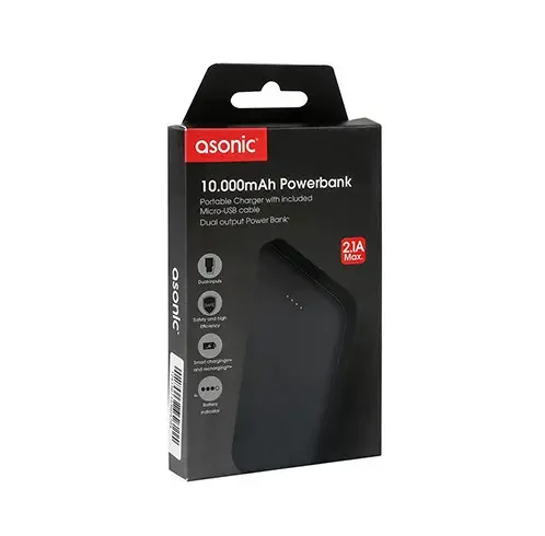 Повербанк Asonic AS-P10 10000 mAh 2*USB Чорний – фото 6