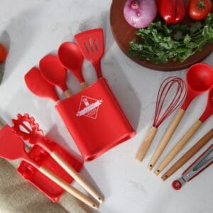Кухонний набір ZP 12 предметів, Силіконовий, Червоний