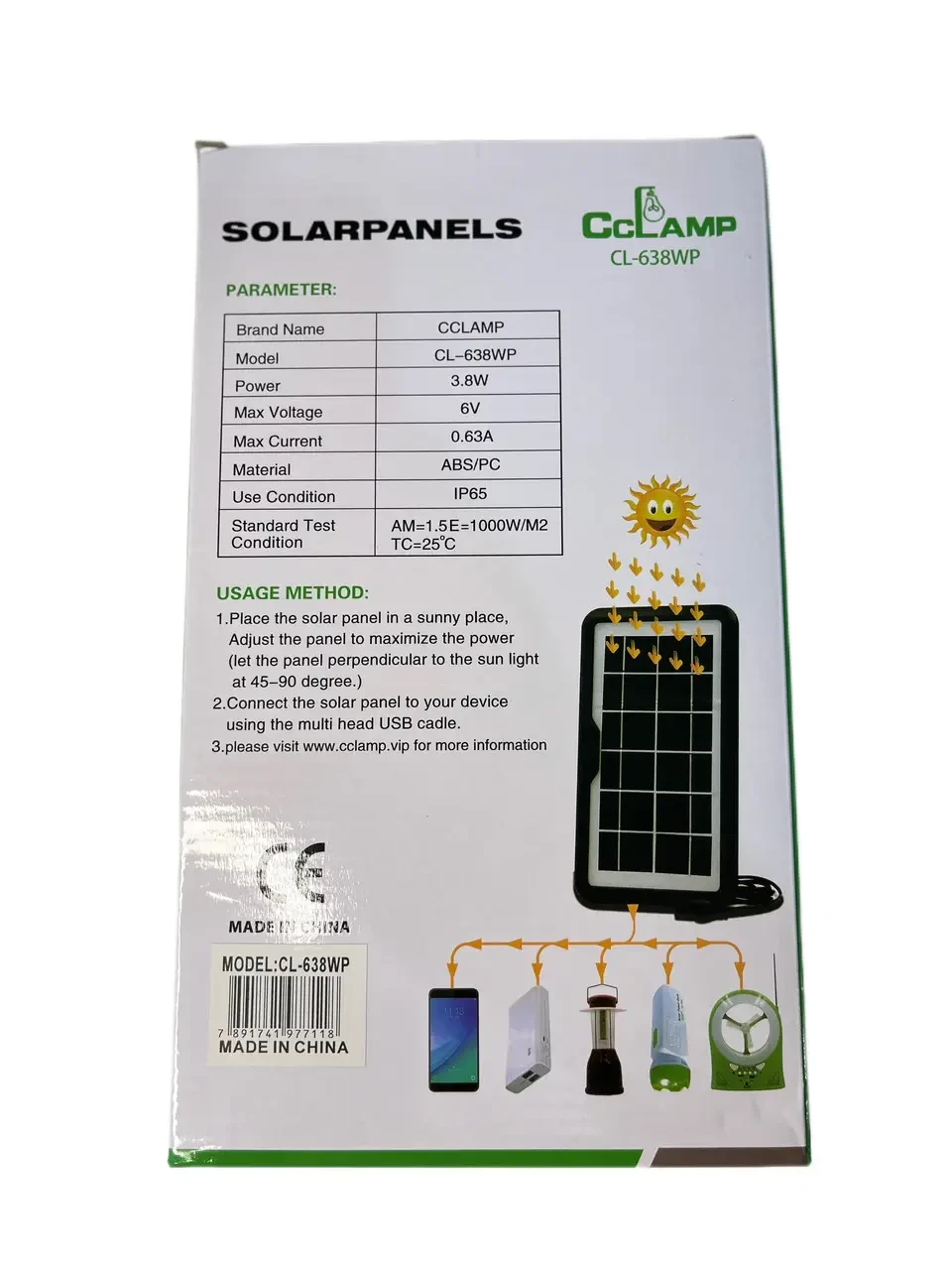 Портативна сонячна панель Cclamp CL-638wp 3.8 W 6 V IP65 – фото 4