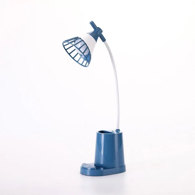 Лампа на гнучкій ніжці DESKTOP LAMP EL-2176 синій з функцією Powebank 1200mAh, тримачем телефона – фото 1
