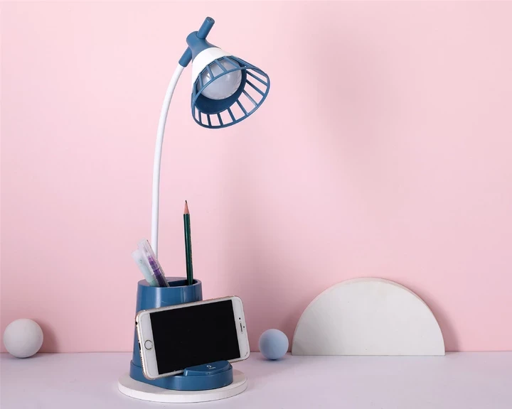 Лампа на гнучкій ніжці DESKTOP LAMP EL-2176 синій з функцією Powebank 1200mAh, тримачем телефона – фото 2