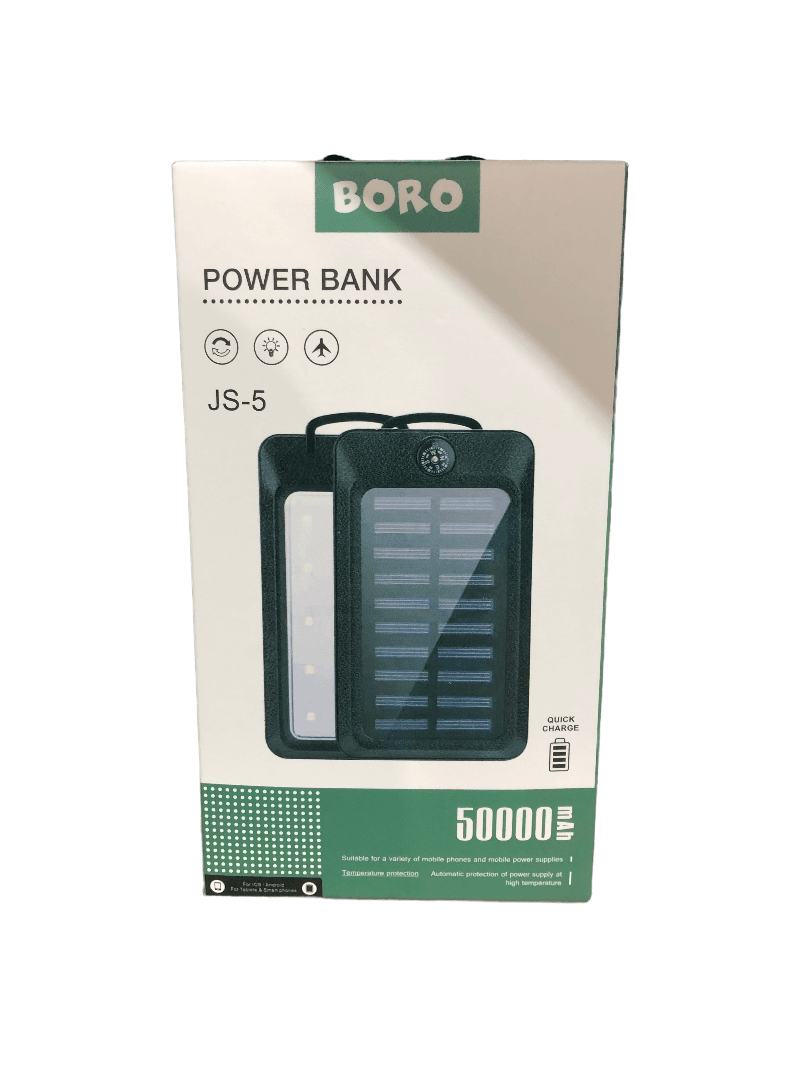 Повербанк із сонячною панеллю (power bank) 50000mAh (2400mAh) Boro JS-5 – фото 2