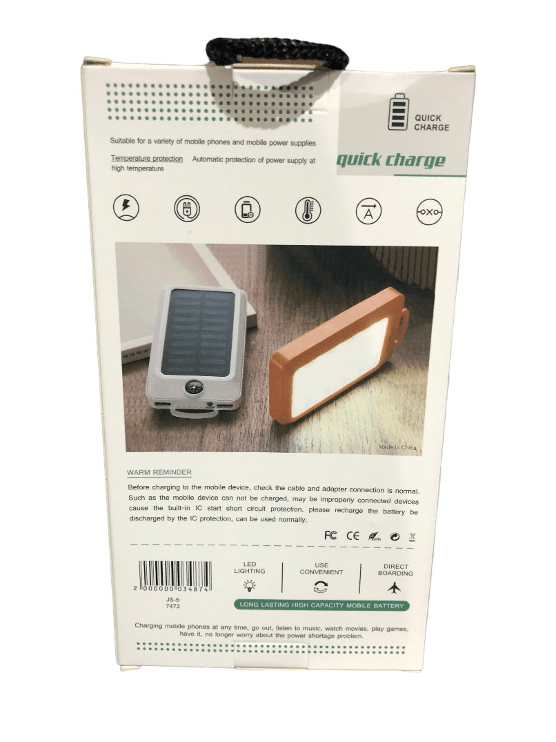 Повербанк із сонячною панеллю (power bank) 50000mAh (2400mAh) Boro JS-5 – фото 3