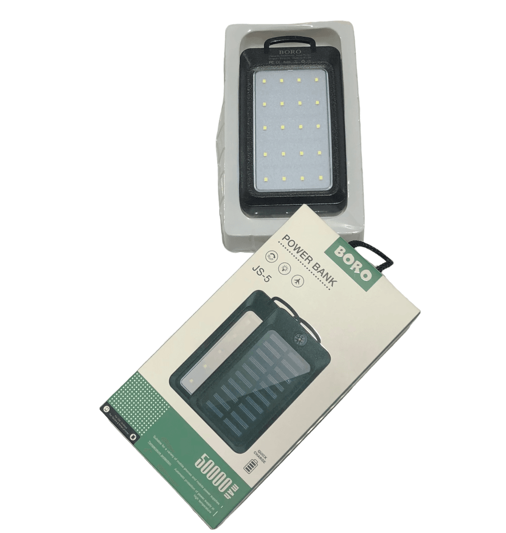 Повербанк із сонячною панеллю (power bank) 50000mAh (2400mAh) Boro JS-5 – фото 1