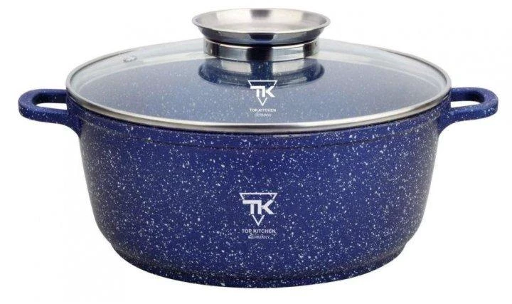 Каструля казан із мармуровим антипригарним покриттям 24 см 4,2 л Top Kitchen TK00052 Синій – фото 1