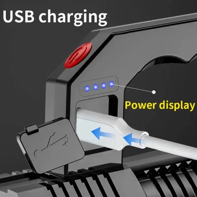Портативний точковий ручний ліхтар BL-X508, прожекторний, водонепроникний, з USB, 1200 мА·год, чорний – фото 6