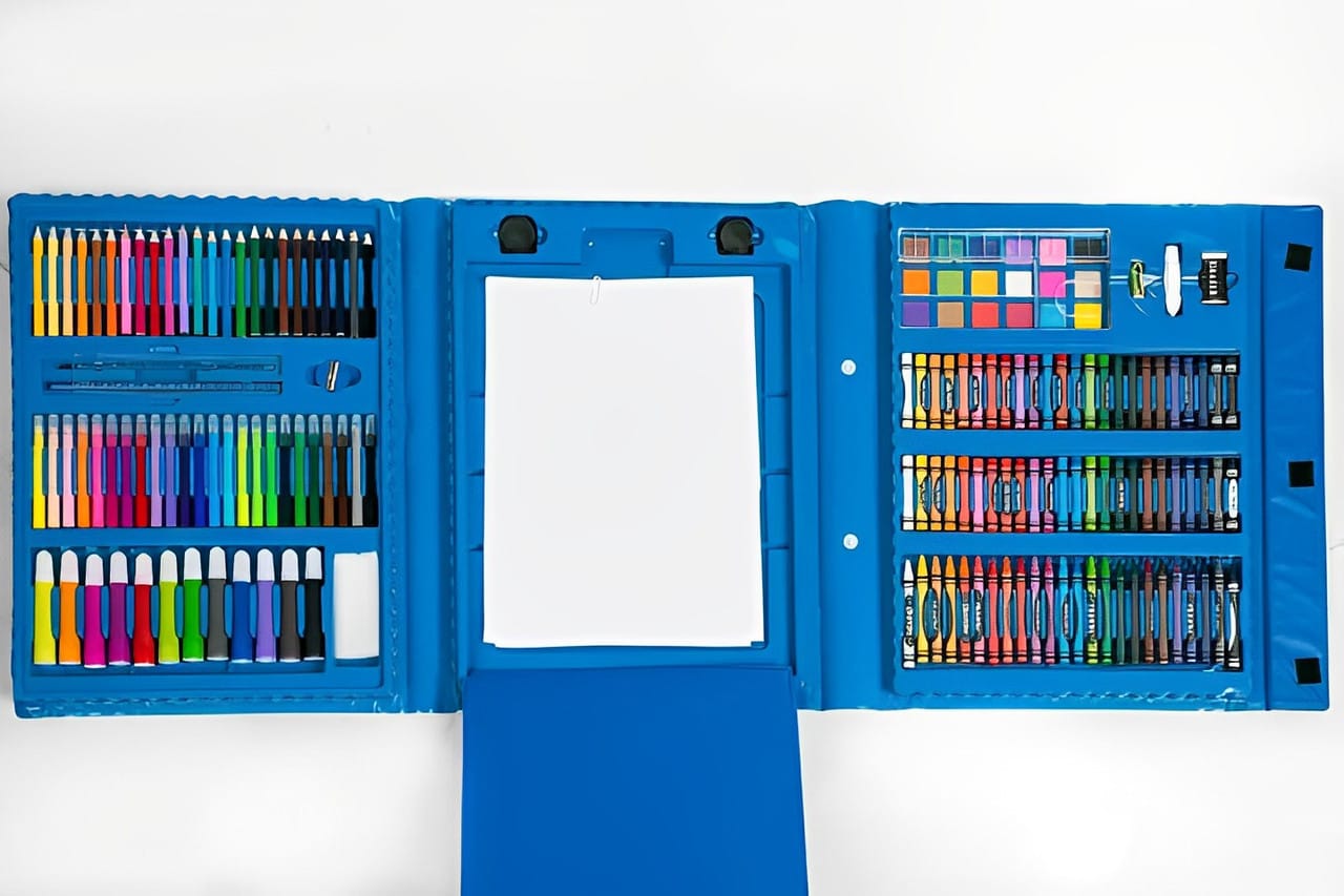 Набір для малювання Art Set (176 предметів) з мольбертом у валізці Блакитний – фото 1