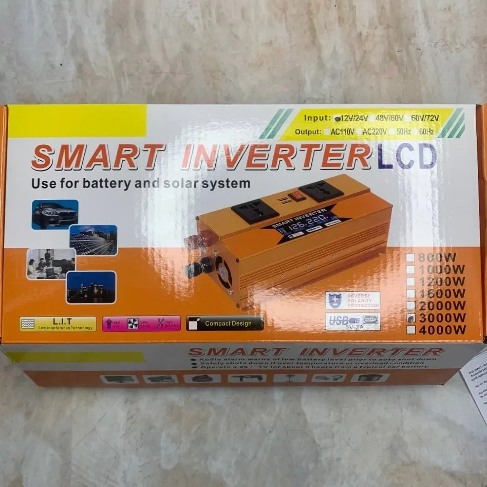 Перетворювач SMART з 12V/24V на 220 V ( 3000 W) з LCD-дисплеєм інвертор постійного струму – фото 3