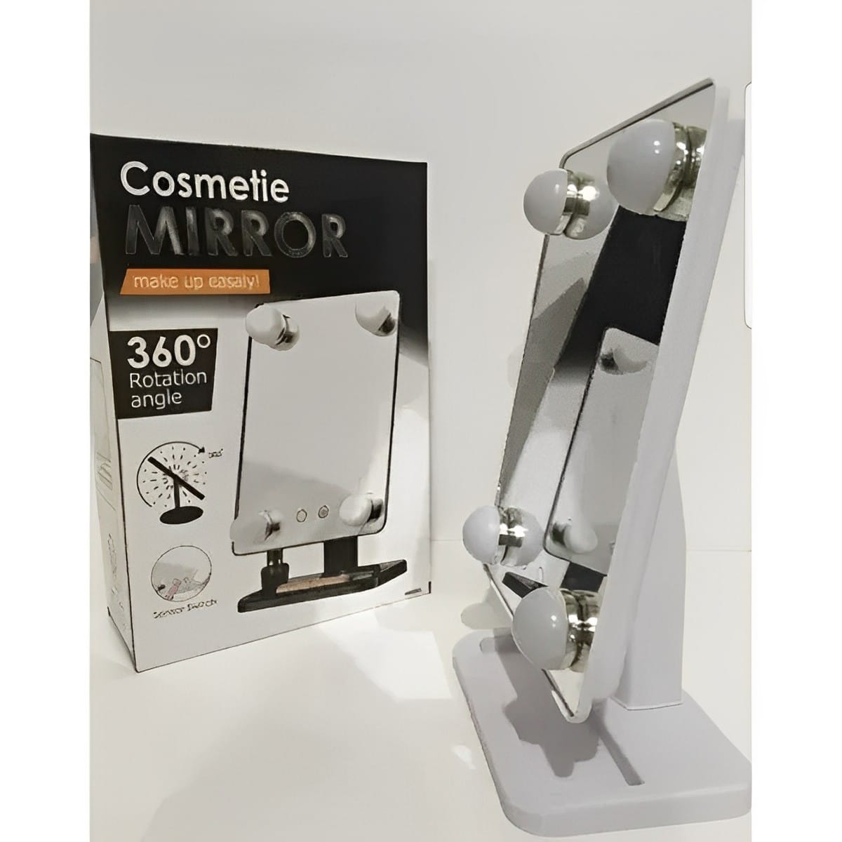 Компактне дзеркало з підсвіткою для макіяжу MCH Cosmetie Mirror 360 Rotation Angel з LED-підсвіткою для дому – фото 5