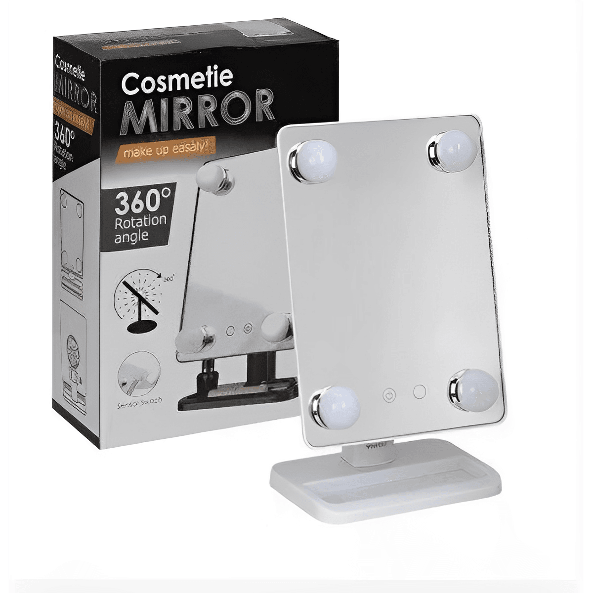 Компактне дзеркало з підсвіткою для макіяжу MCH Cosmetie Mirror 360 Rotation Angel з LED-підсвіткою для дому – фото 1