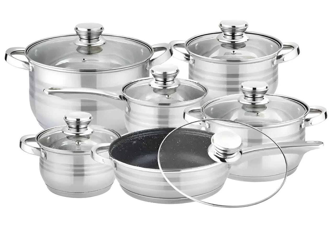 Набір кухонного посуду Grandhoff GR-4720 на 12 предметів Хром – фото 1