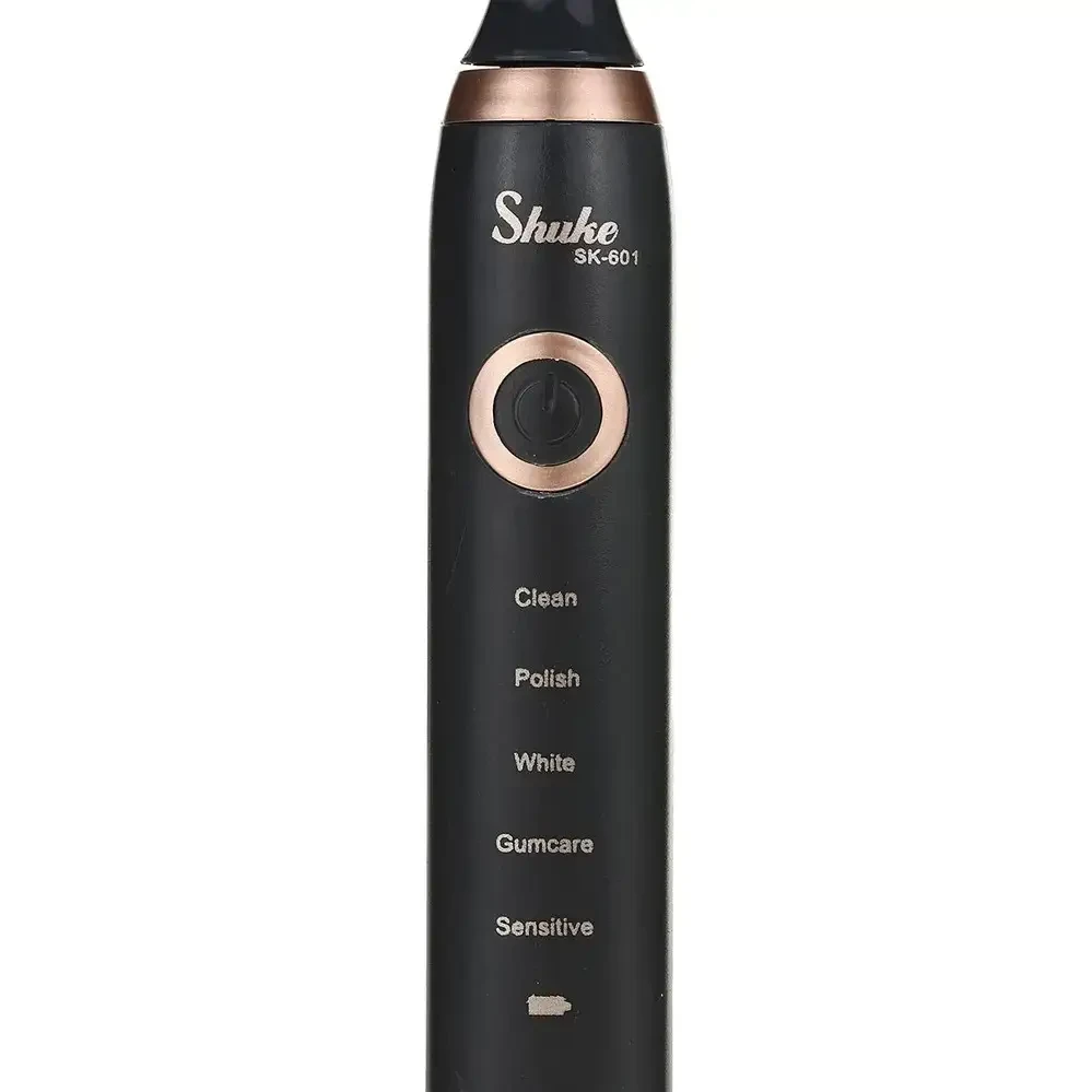 Електрична зубна щітка Shuke SK-601 акумуляторна з 4 насадками Чорна – фото 8